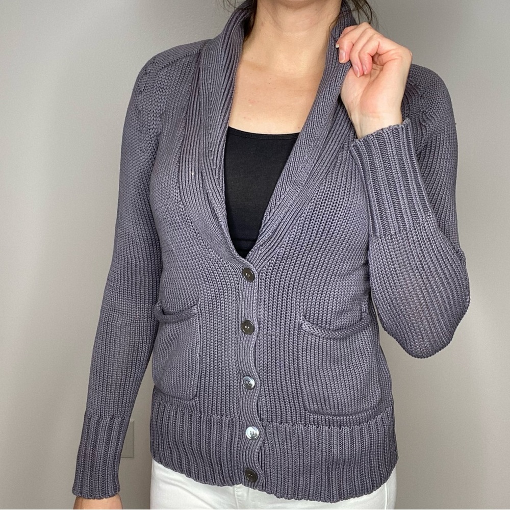 J. Crew Purple Button Down Long Sleeve Cardigan S